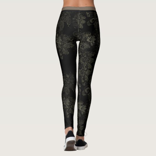 Wilde Dingen Black Floral Leggings (Achterkant)