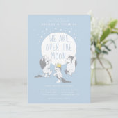 Wilde Dingen | Over het Moon Boy Baby shower Kaart (Staand voorkant)