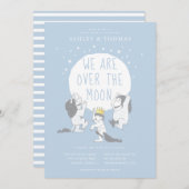 Wilde Dingen | Over het Moon Boy Baby shower Kaart (Voorkant / Achterkant)