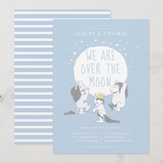 Wilde Dingen | Over het Moon Boy Baby shower Kaart (Voorkant / Achterkant)