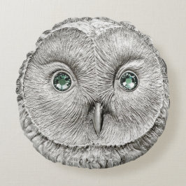 WILDE DINGEN: Silver Owl Décor Cushion Rond Kussen