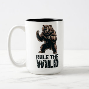 Wilde dominantie: brullende grizzlykracht tweekleurige koffiemok