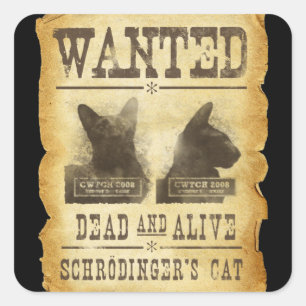 Wilde dood en levend. Schroedinger's kat. Vierkante Sticker