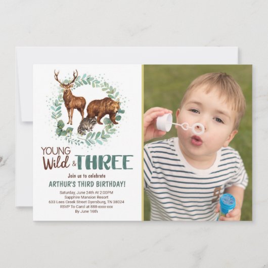 Wilde Drie Houtdierdieren - uitnodiging op zaterda (Voorkant)