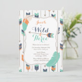 Wilde drie kruidenpijlen Birthday Party Blue Green Kaart (Staand voorkant)