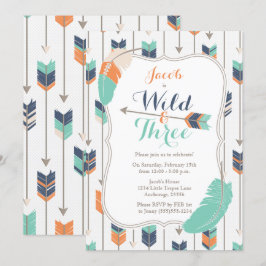 Wilde drie kruidenpijlen Birthday Party Blue Green Kaart