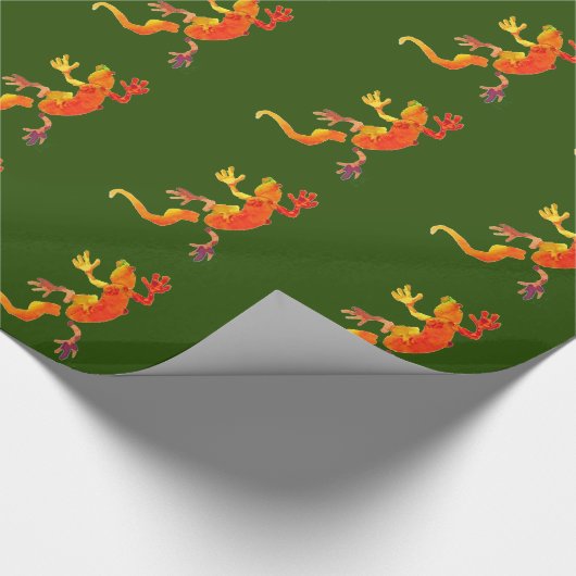 Wilde eco-gekko-hagedis cadeaupapier (Hoek)