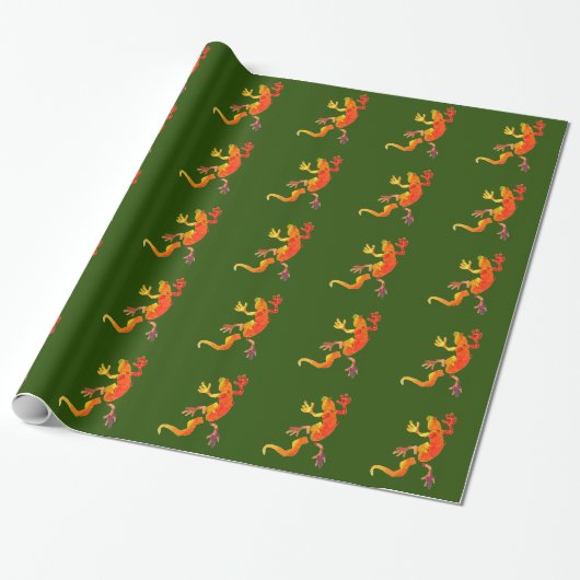 Wilde eco-gekko-hagedis cadeaupapier (Uitgerold)