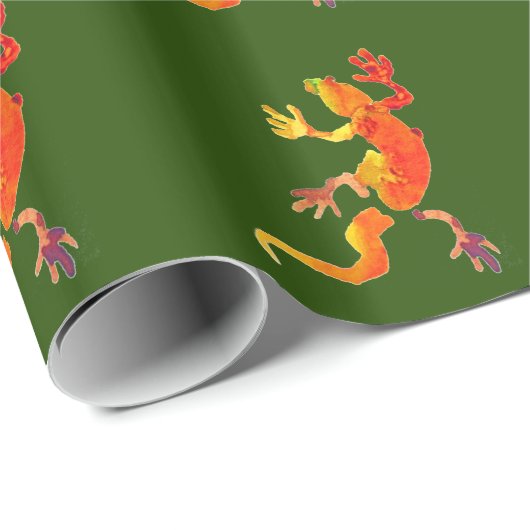 Wilde eco-gekko-hagedis cadeaupapier (Rol Hoek)