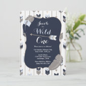 Wilde EE Tribale Arrows Birthday Party Blue Gray Kaart (Staand voorkant)