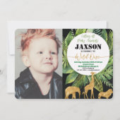 Wilde één 1e verjaardag fotonodigjongen safari kaart (Voorkant)