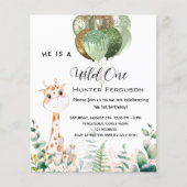 Wilde een 1e verjaardag giraffe-uitnodiging (Voorkant)