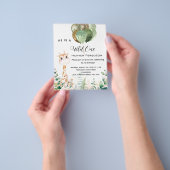 Wilde een 1e verjaardag giraffe-uitnodiging flyer (Hand)