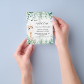 Wilde een 1e verjaardag giraffe-uitnodiging flyer (Hand)