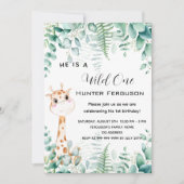 Wilde één 1e verjaardag oerwoud van giraffe kaart (Voorkant)