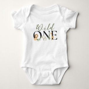 Wilde Eén 1e Verjaardag Safari Dieren Baby Jongen Romper