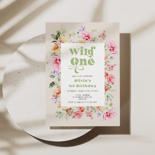 Wilde een 1e verjaardag wildflower kaart