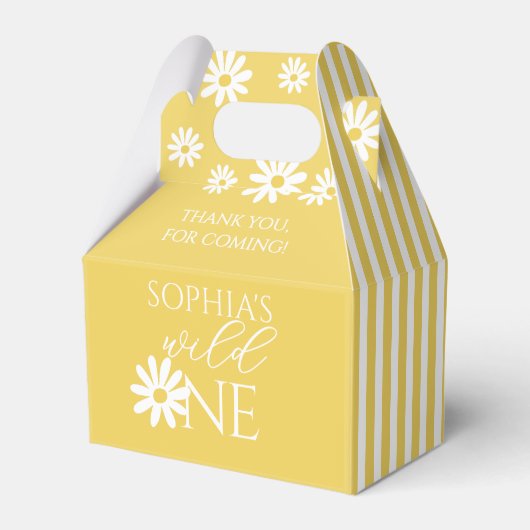 Wilde Eén 1e Verjaardagsfeest Boho Madeliefje Bedankdoosjes (Voorkant Zijde)