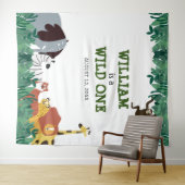 Wilde Eén 1e Verjaardagsfeest Jungle Foto Achtergr Wandkleed (In Situ (horizontaal))