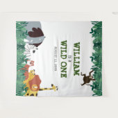 Wilde Eén 1e Verjaardagsfeest Jungle Foto Achtergr Wandkleed (Voorkant (horizontaal))