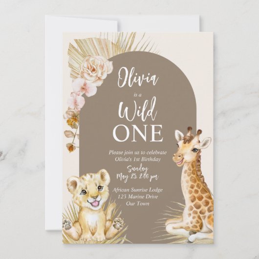 Wilde één baby boho boho 1 verjaardag kaart (Voorkant)