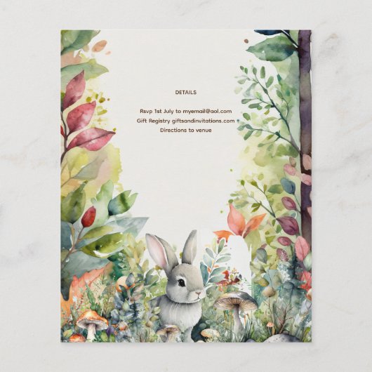 Wilde Eén Baby Bosdieren 1e Verjaardag (Achterkant)