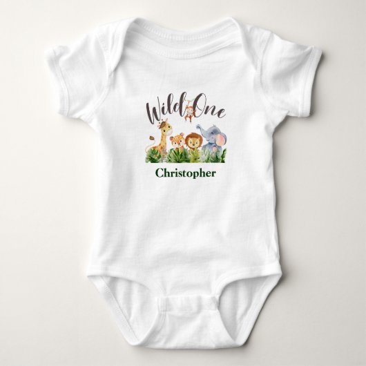 Wilde Eén Baby Dieren Baby's 1e Verjaardagscadeau Romper (Voorkant)