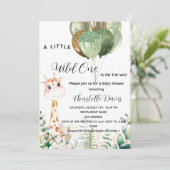 Wilde één baby shower giraffe oerwoud ballonnen kaart (Staand voorkant)