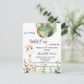 Wilde één baby shower giraffe oerwoud ballonnen uitnodiging briefkaart (Staand voorkant)