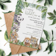 Wilde Eén Baby Shower Tropische Jungle Dieren