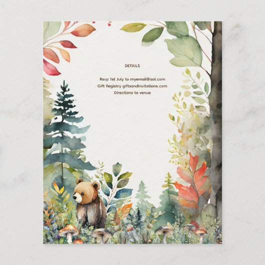 Wilde Eén Babybeer Bosdieren 1e Verjaardag (Achterkant)