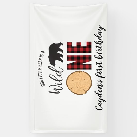 Wilde één Beer buffel eerste verjaardag Spandoek (Verticaal)