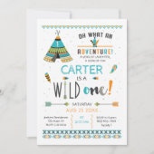Wilde Eén Boho Stam Verjaardagsuitnodiging Kaart (Voorkant)
