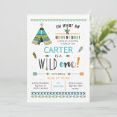 Wilde Eén Boho Stam Verjaardagsuitnodiging Kaart (Staand voorkant)