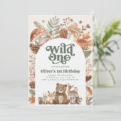 Wilde Eén Bos 1e Verjaardagsfeestje Kaart (Staand voorkant)