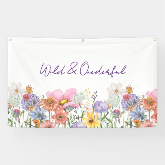Wilde & Een-derful Wilde Bloem Verjaardag Spandoek (Horizontaal)