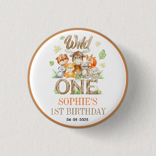 Wilde Eén Dier 1e Verjaardagsfeestje Safari Jung Ronde Button 3,2 Cm