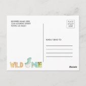 Wilde Eén Dinosaurus 1e Verjaardags Foto Uitnodigi Briefkaart (Achterkant)