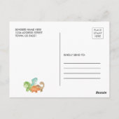 Wilde Eén Dinosaurus 1e Verjaardagsfoto Uitnodigin Briefkaart (Achterkant)