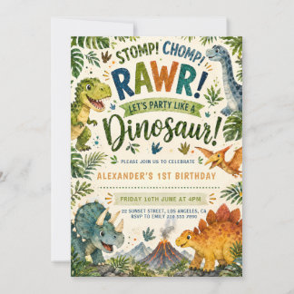 Wilde Eén Dinosaurus Verjaardagsuitnodiging Kaart