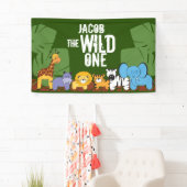 Wilde een donkergroene verjaardag Safari Spandoek (Insitu)