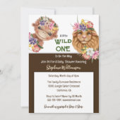 Wilde één eerste 1e leeuw-aapsafari-baby kaart (Voorkant)