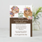 Wilde één eerste 1e leeuw-aapsafari-baby kaart (Staand voorkant)