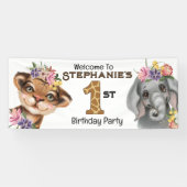 Wilde een eerste 1e verjaardag van de olifant van  spandoek (Horizontaal)