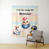 Wilde Eén Gelukkige Pret Bosdieren Watercolor Wandkleed (In situ)