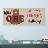 Wilde EEN Geruite Beer Verjaardagsfeestje Spandoek (Beurs)