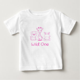 "Wilde Eén" Giraffe, Leeuw, Nijlpaard Roze Omlijni