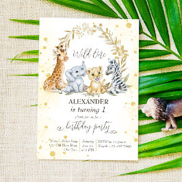 Wilde een gouden oerwoud safari Dierenfeest Kaart