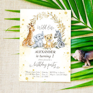 Wilde een gouden oerwoud safari Dierenfeest Kaart