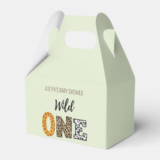 Wilde één groen baby shower bedankdoosjes (Voorkant Zijde)